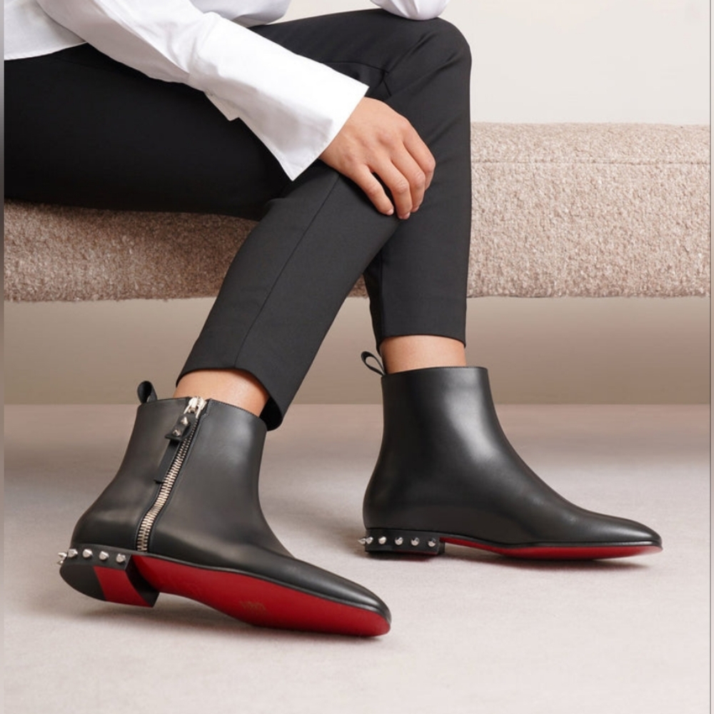 Authentic Christian Louboutin Roadirik leather booties